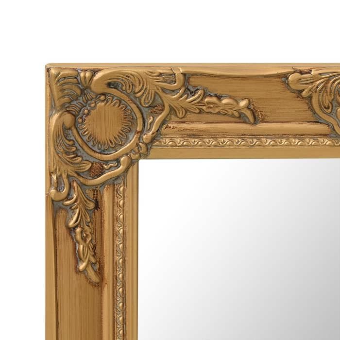 Miroir mural baroque - WIENS - 50x40 cm - Doré - Bois et verre - Rectangulaire - Crochets de fixation - Aspect ancien