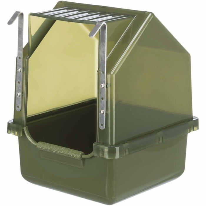 Baignoire pour oiseaux - TRIXIE - 16x22x16 cm - Vert olive - À suspendre ou placer dans la cage - Grande surface de base