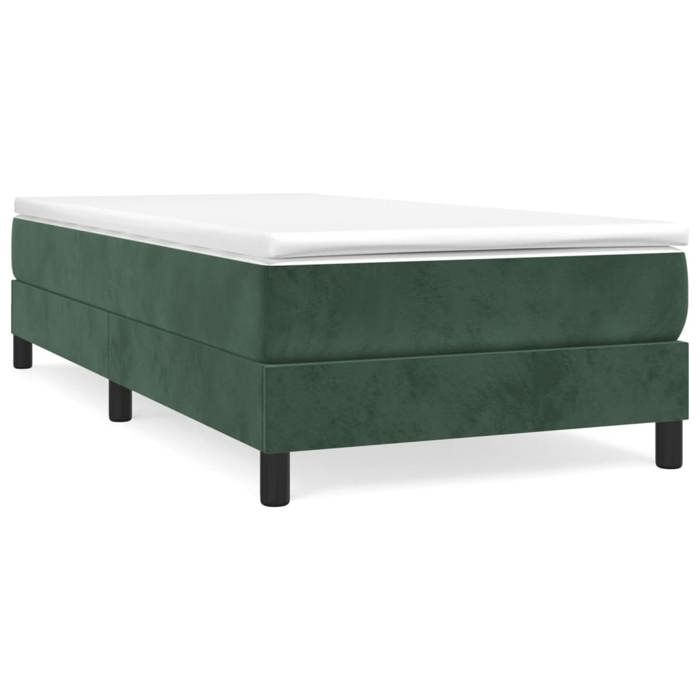 SALE 2026Cadre de lit - 1 personnes - Structure de lit à ressorts vert foncé 90x190cm velours - 193x90x25cm 17.2 Kg 907542