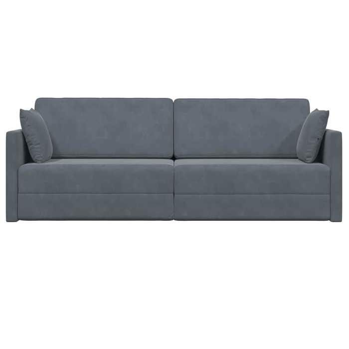 Promotion janvier Canapé-lit Convertible - CLARENCE - 2 en 1 - au sol Gris foncé 213x70x77 cm Velours CC570