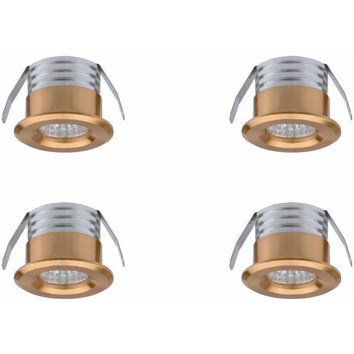 Mini spots LED encastrables - MICH - Lot de 4 - 3 W - Blanc chaud - Or - Angle du faisceau 20-30° - IP 22 - 230 V