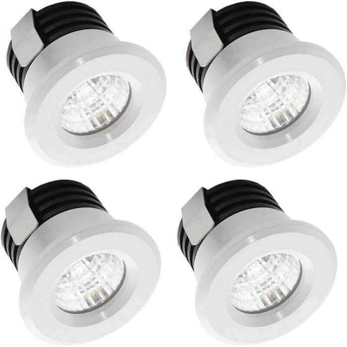 Mini spots LED encastrables - PZCC - 3W - 3000K - 300 lm - Lot de 4