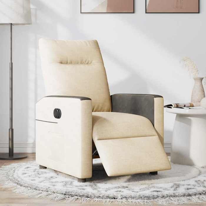 NEUF 2026 CHIC Fauteuil/Chaise inclinable SWEETY Moteur électrique Crème Tissu 69x86x100 cm FF3279