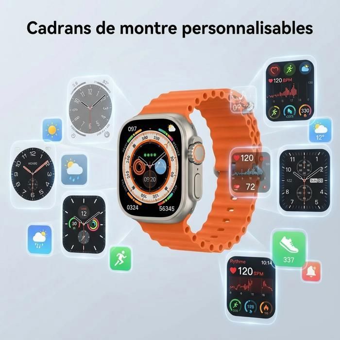 Montre connectée Bluetooth-Montre Intelligente avec Fréquence Cardiaque Podometre pour Android iOS