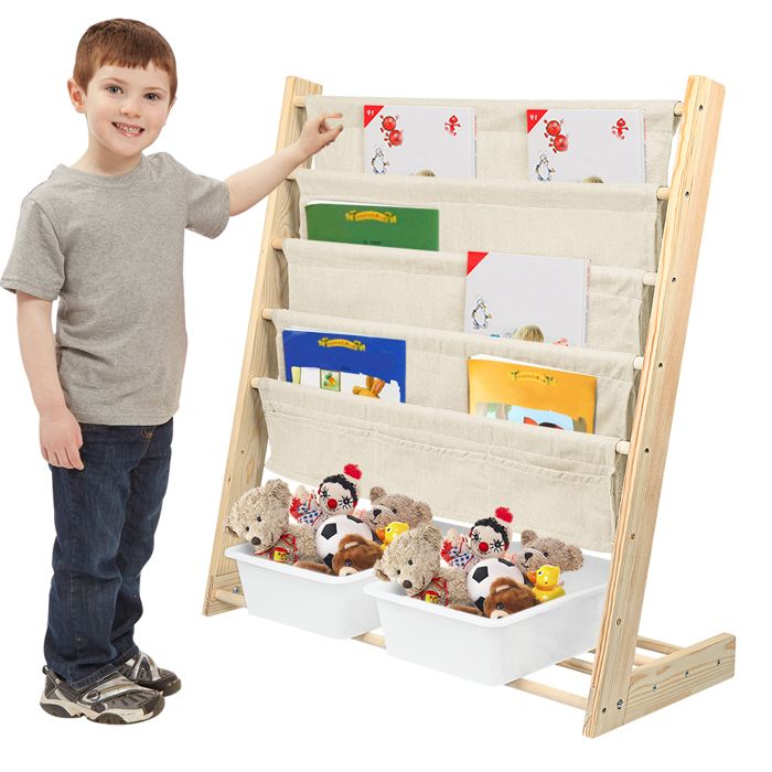 KEDIA Bibliothèque pour Enfants Beige Meuble de Rangement pour Enfants avec Compartiments Montage Simple Grande Capacité