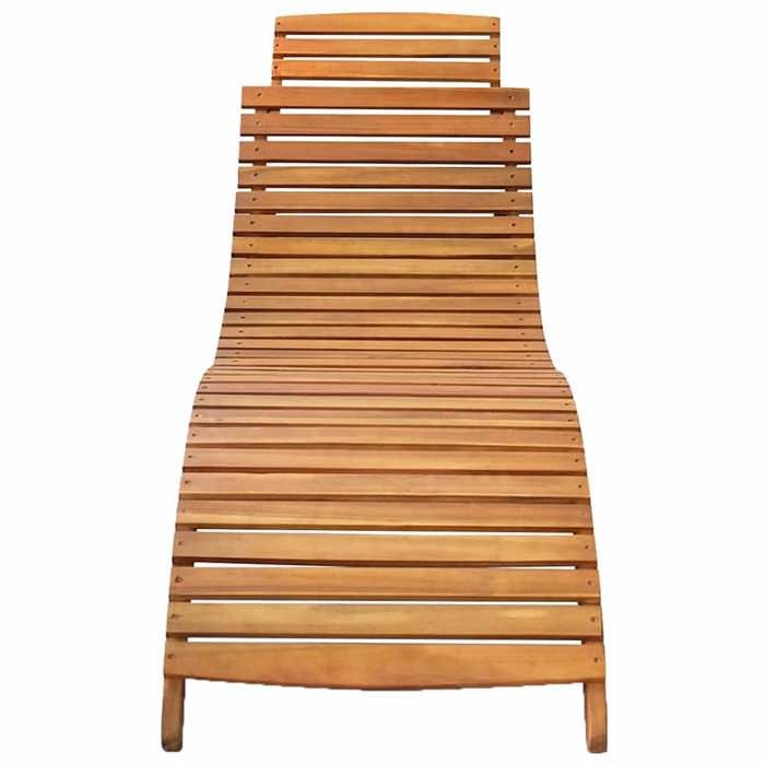 Vert Chaise Longue -  Bain de Soleil - avec coussin - Bois dacacia solide C4368