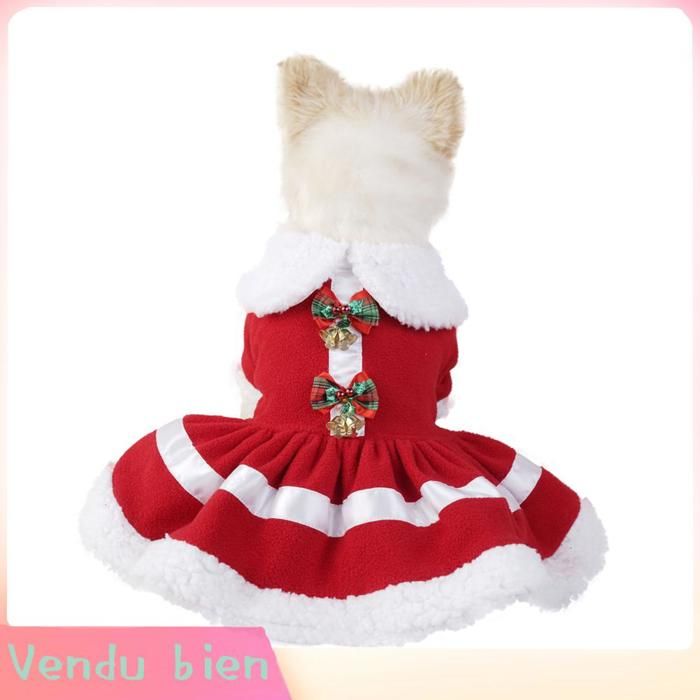 Garosa robe de Noël chaude animalerie manteau Robe à nœud cloche rouge M Taille: 44 X 44 X 34 cm / 1732 X 1732 X 1339 pouces