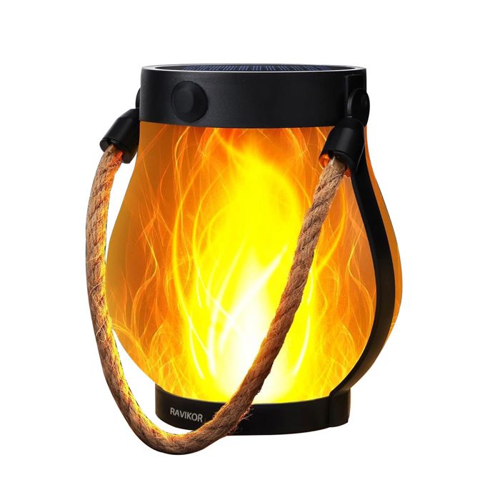 lampes solaires - RAVIKOR - Éclairage extérieur lanterne à main 22LED 12x13 cm 1500mah Lumières décoratives jardin à flamme simulée