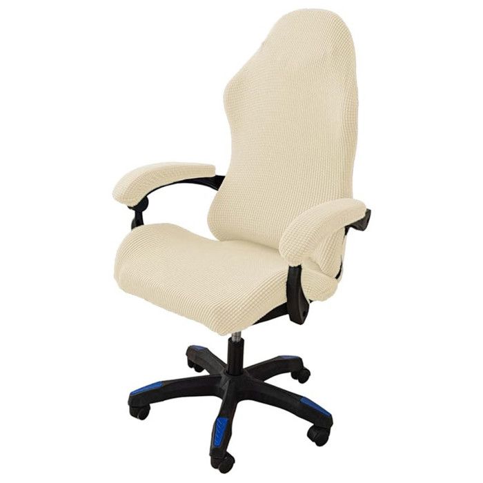 Housse de Chaise de Bureau XJYDNCG Housses de Chaise de Gaming Housse Fauteuil Bureau avec Accoudoirs - Beige