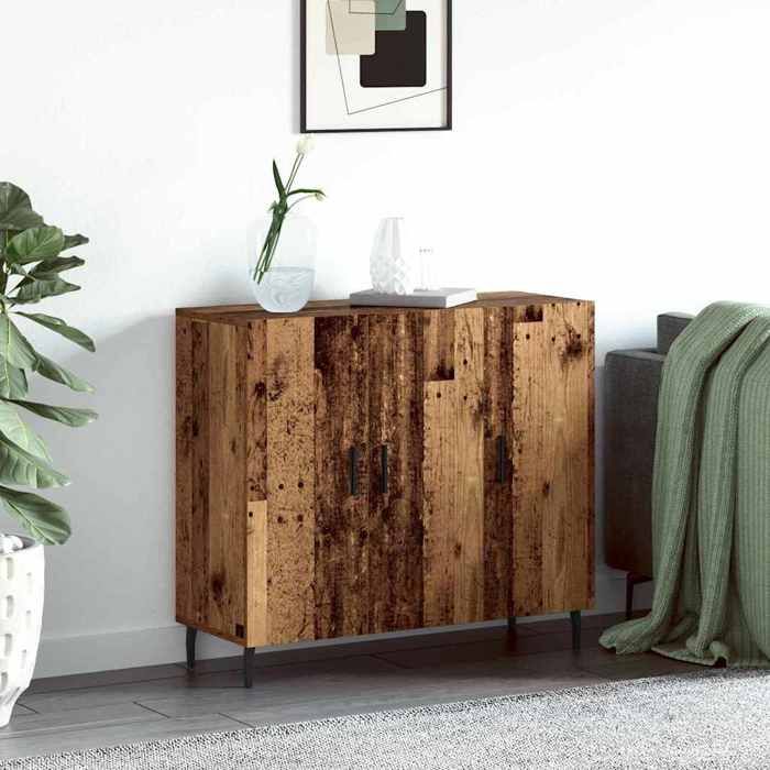 Buffet/Placard/Commode - 1 PC - pour Salon/Cuisine - Bois ancien 90x34x80 cm - Bois dingénierie A9086