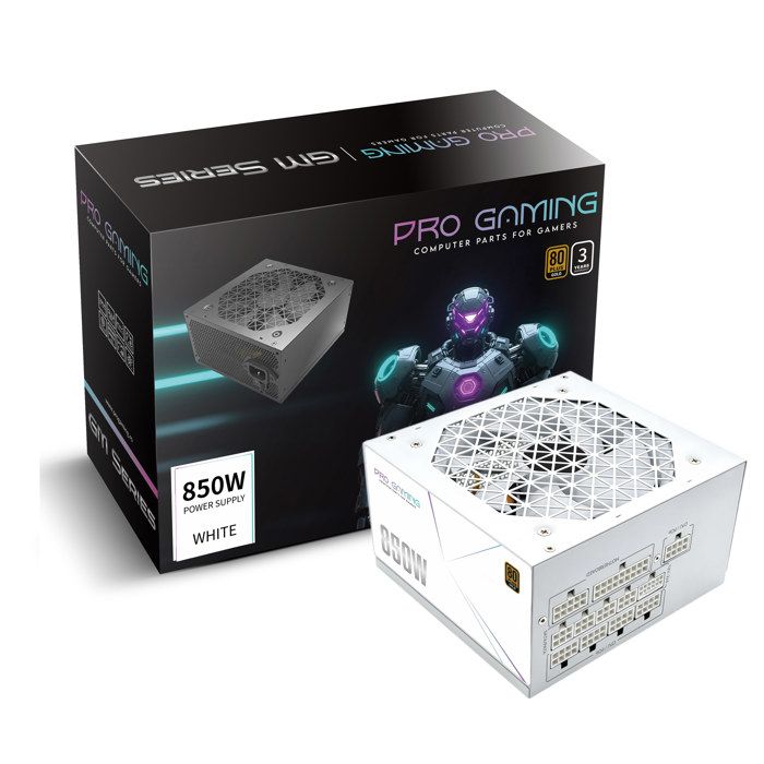 Progaming ATX Full Modulaire 850W Certification 80 Plus Gold DC-DC PFC Actif I-STOP Blanc - vue 2