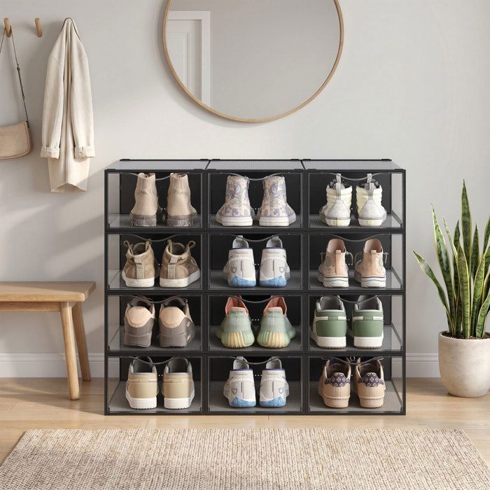 Meuble à Chaussures Lot de 12 Transparentes en Plastique avec Porte Empilables 33 2 x 23 x 14 5 cm Transparent et Noir Meuble à Chaussures Lot de 12 Transparentes en Plastique avec Porte Empilables 33 2 x 23 x 14 5 cm Transparent et Noir