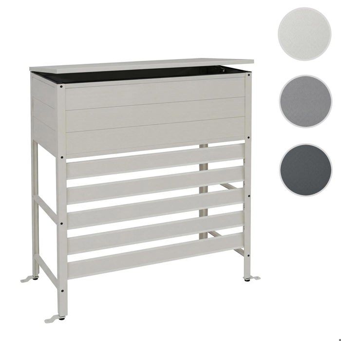 Cache en aluminium pour climatisation/échangeur thermique HWC-P94 couvercle de coffre de rangement 110 x 96 x 43 cm ~ gris-blanc