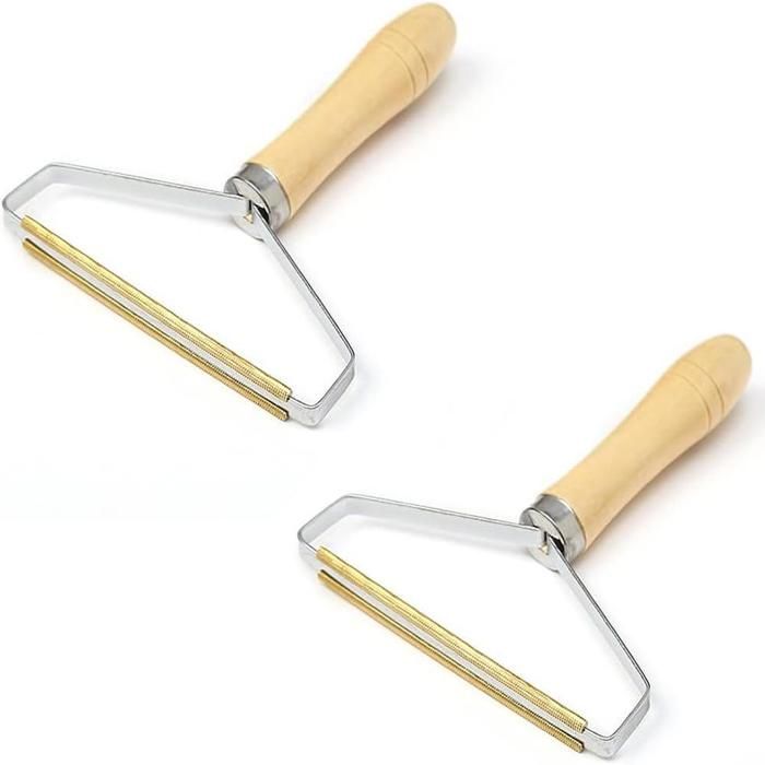 Brosse anti-peluches pour tapis lot de 2 portable pour poils danimaux avec manche en bois double brosse.