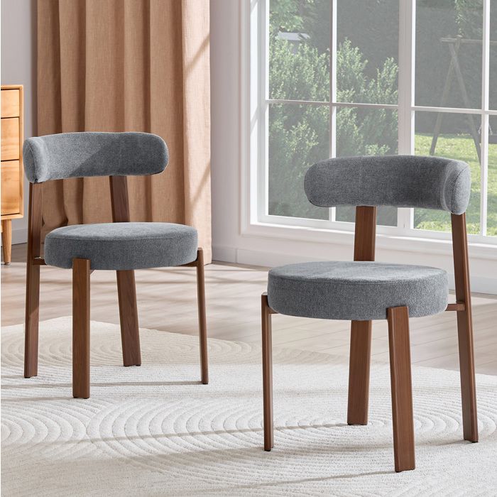 Lot de 2 chaises de salle à manger grises en tissu dossier courbé assise rembourrée style scandinave