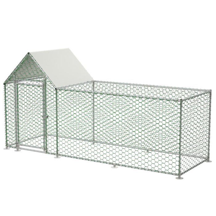 Enclos Poulailler Métal 3x1x1 5m Parc Grillagé avec Bâche Imperméable et Serrure pour Poules Lapins et Petits Animaux