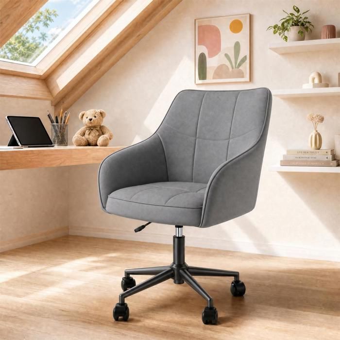 Chaise de Bureau Scandinave Fauteuil Ergonomique Siège Pivotant Réglable en Hauteur Capacité 110 kg pour Bureau Chambre