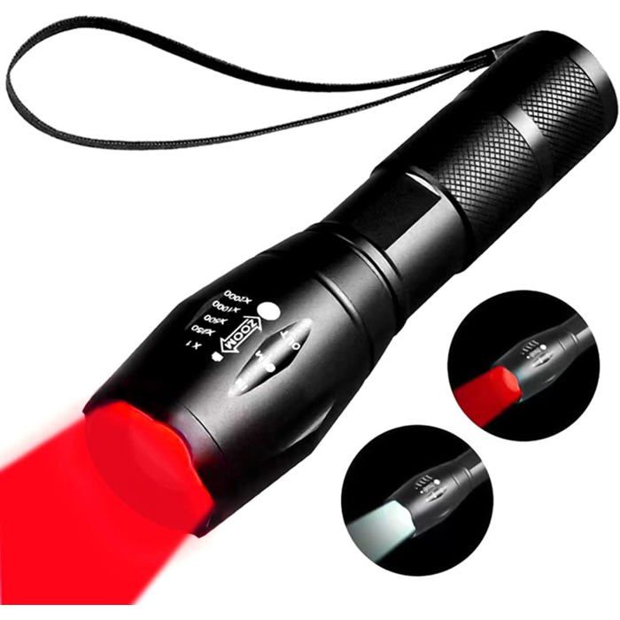 Tactical Red Rechargeable Flashlight 2 in 1 White Light and Red LED Hunting Light 2 Modes Raccoon Hunting Light Detector Nigh Tactical Red Rechargeable Flashlight 2 in 1 White Light and Red LED Hunting Light 2 Modes Raccoon Hunting Light Detector Nigh