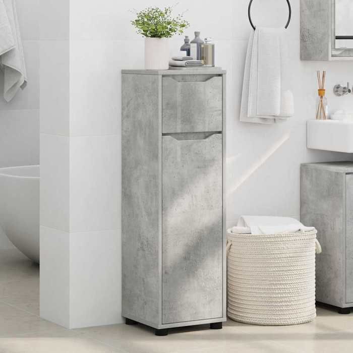 Meuble Rangement - HAOSHOP - Cabinet de salle de bain Gris béton 30 5 x 30 x 101 cm&01_41914