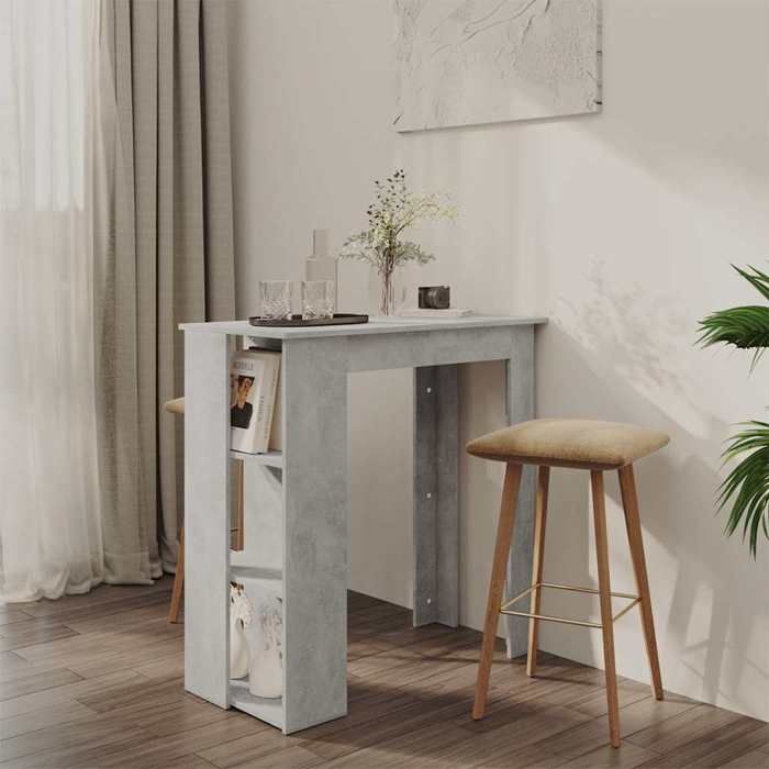 vidaXL Table de bar avec 3 étagères gris béton en bois dingénierie pour cuisine