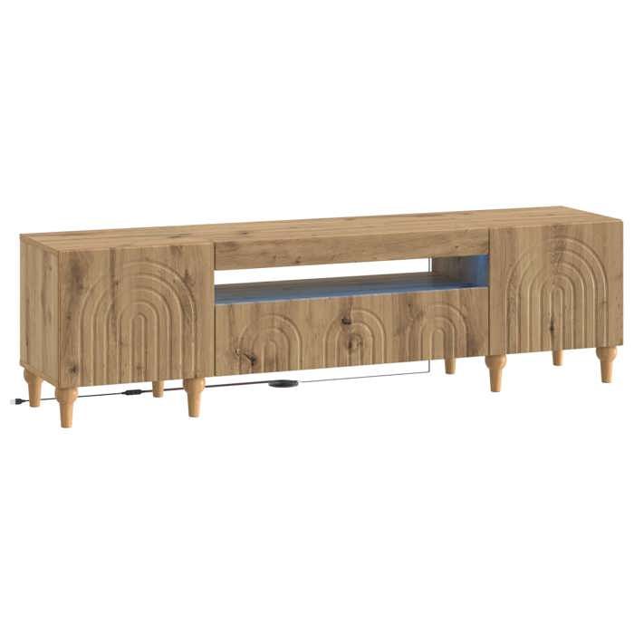 Nouveau Meuble TV LED ALKMAAR Chêne artisanal Bois dingénierie poids:27.31 kg_2251