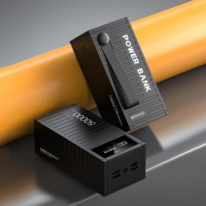 noir-50000mAh Batterie externe d'urgence de camping portable,PD 20W, haute  capacité, Samsung S23, S22, iPhone