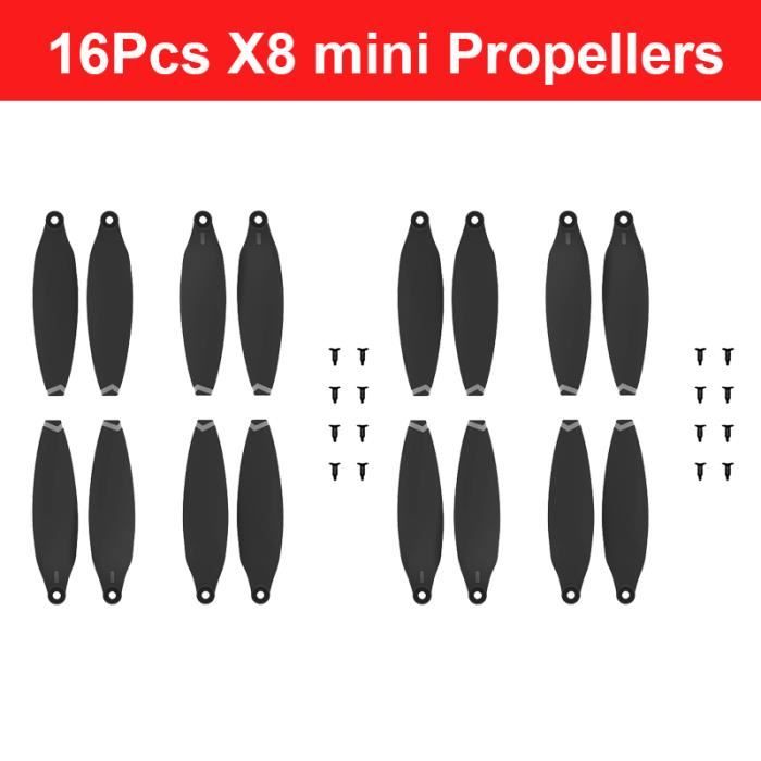 Hélices Drone Mini Noir 8 Pièces Kit De Pales De Remplacement Pour Mini Hélicoptère RC – 8 Hélices, 12 Vis, Tournevis – Noir / Or Ou Noir / Argent