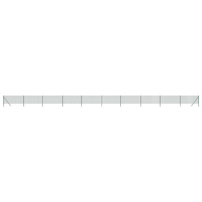 Grillage Soudé Vert - Triple Lisière - Maille 100 x 50 mm - Hauteur 2m