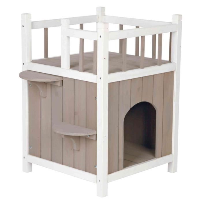 Meilleurs prix pour Maison avec balcon pour chat 45 x 65 x 45 cm pour l'extérieure ou l' intérieure
