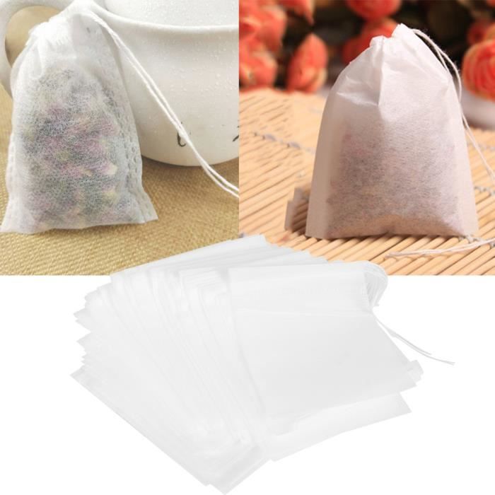 200Pcs Sachets Filtre à Thé Jetables, 7cm X 9cm Sachet de The a Remplir Jetable Sachet de Thé en