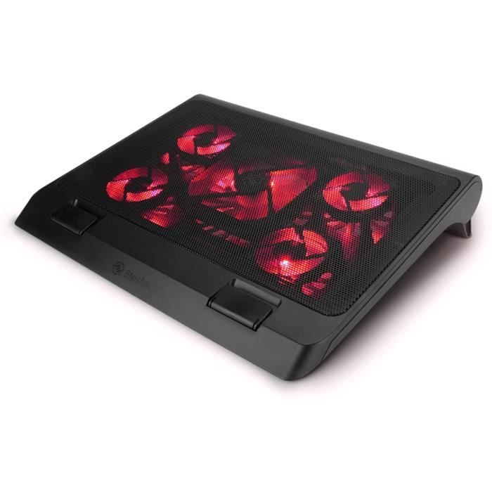 ENHANCE Support Refroidisseur PC Portable, Plaque de Refroidissement de 5  Ventilateurs avec LED Rouges et 2 Ports USB - Cdiscount Informatique