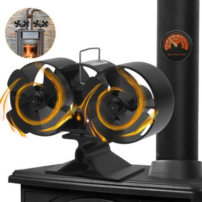 Ventilateur de poêle - Autres accessoires - 8 pales - Thermomètre - Silencieux - Efficace