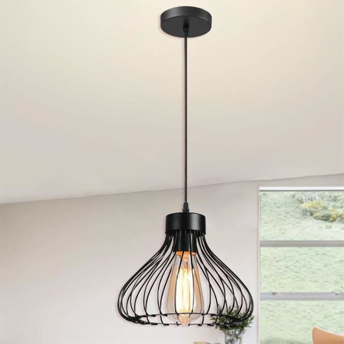 Suspension LED Vintage Hofstein – Bois Marron Et Verre Transparent – Lustre Moderne