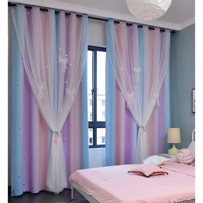Rideau occultant en polyester deux couleurs pour chambre à coucher