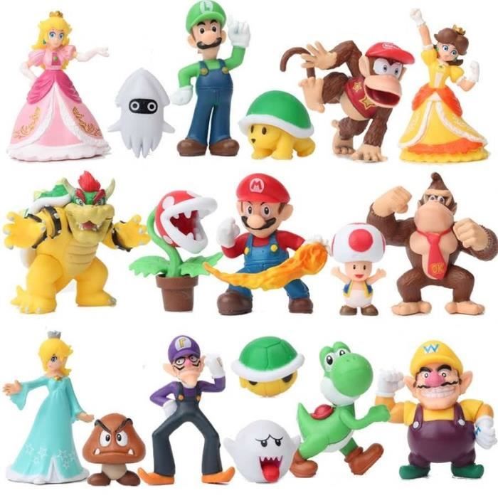 Figurines Super Mario bros Mario Kart Nintendo jeux vidéo Luigi Donkey Kong  Toad Princesse Peach Yoshi enfant jouet Lot de 18 - Cdiscount Jeux - Jouets