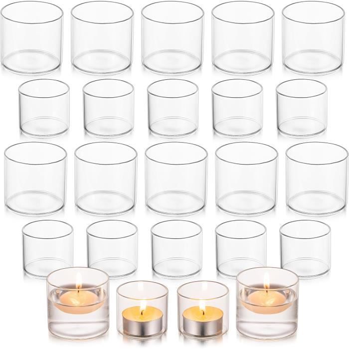 Lot de 50 bougies flottantes blanches de 6 heures, 5,1 cm non parfumées  sans gouttes pour vases cylindriques, centres de table pour mariage, fête