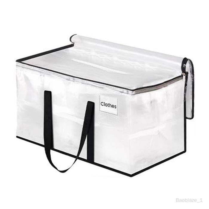 VENO Lot De 6 Grands Sac De Rangement Avec Couvercle Et Poignées Renforcées, Sac Demenagement, Cartons Déménagement De 102 L Résistant Pour Rangement Des Vêtements (Bleu, Lot De 6