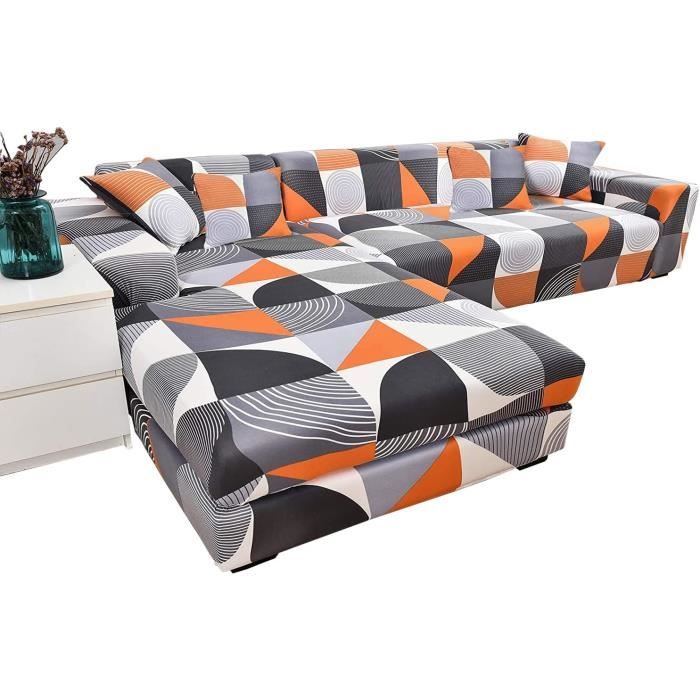 Motif Praecox - Housse de Canapé d’Angle Extensible