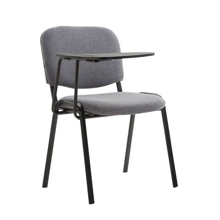 Chaise visiteur - DÉCOSHOP26 - BUR10657 - petite table rabattable - tissu gris - piétement métal noir Chaise visiteur - DÉCOSHOP26 - BUR10657 - petite table rabattable - tissu gris - piétement métal noir