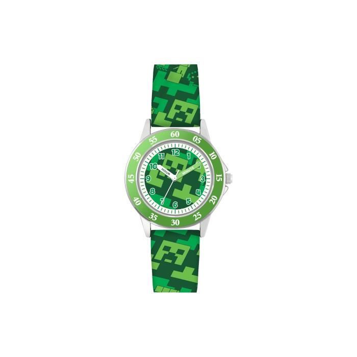 Montre - Disney - Minecraft - Bracelet vert - Affichage analogique - Enfant garçon
