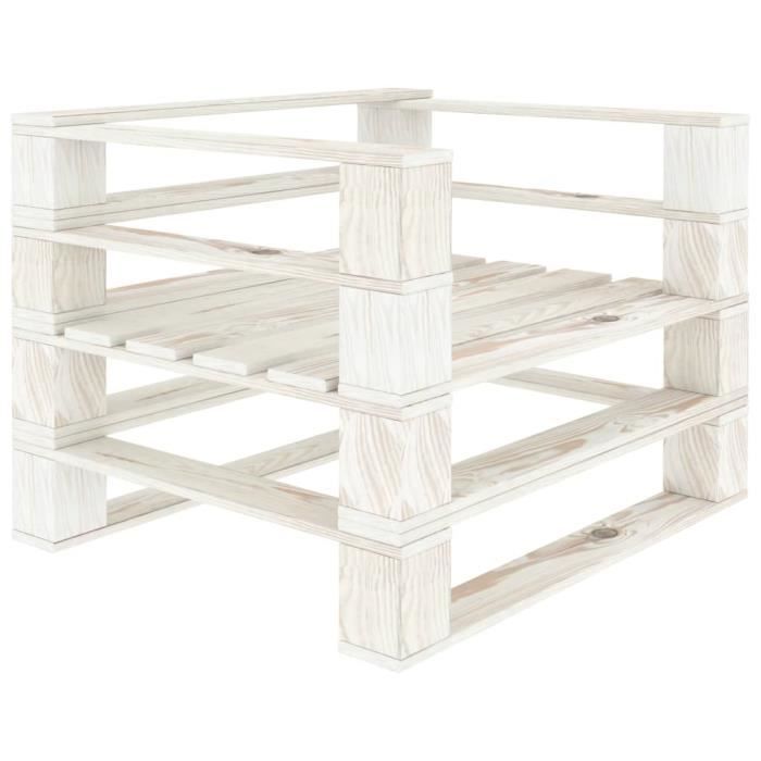 fauteuil palette de jardin - bois blanc - 80 x 67,5 x 60,8 cm - style campagne