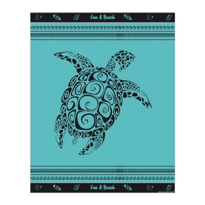Drap De Plage 2 Personnes Tortue Bleue 140170 Cm Achat