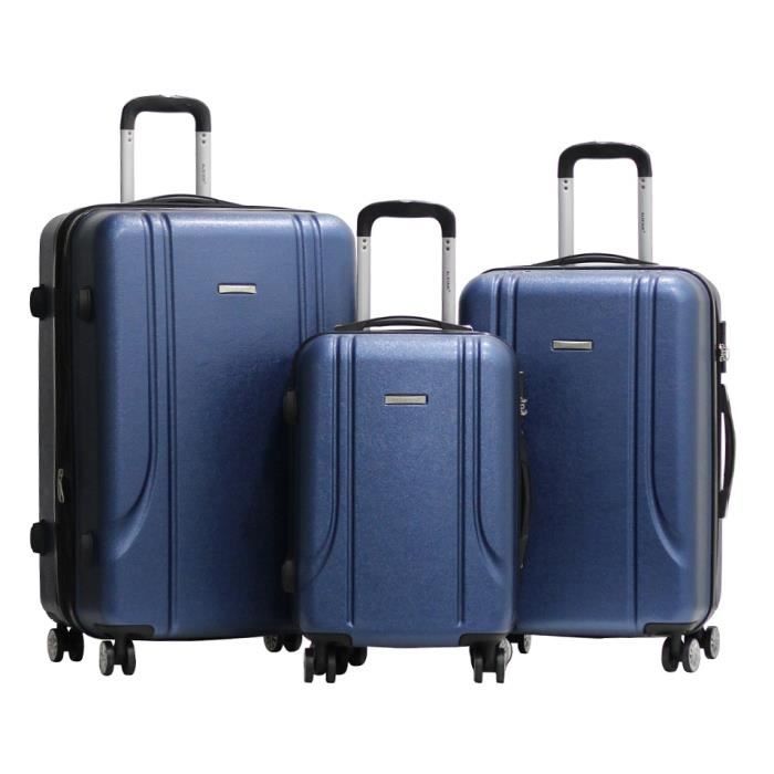 Lot 3 Valises Rigides ABS Vert Anis - 55cm + 65cm + 75cm - Voyage Cabine & Soute