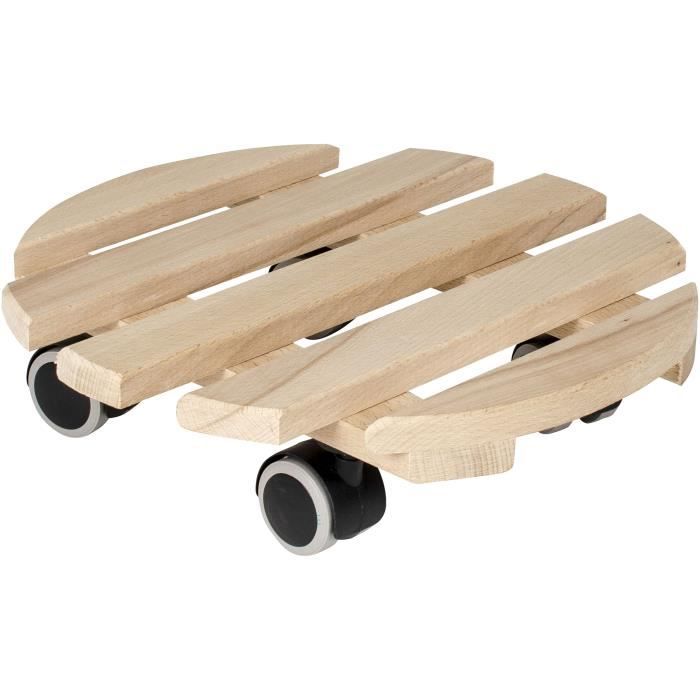 Support à Roulettes - EDA - Ø 30 cm en Bois de Hêtre - 4 roulettes