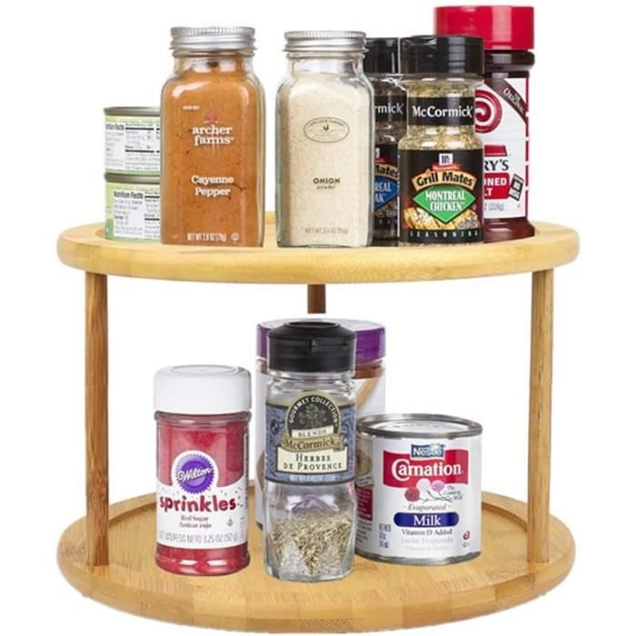 Plateau Tournant Épices 2 Étages, Plateau Rangement Épices Rotatif