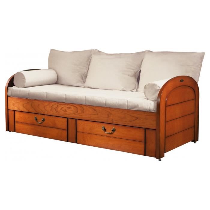 Lit gigogne Marina merisier 90 x 190 - Cdiscount Maison