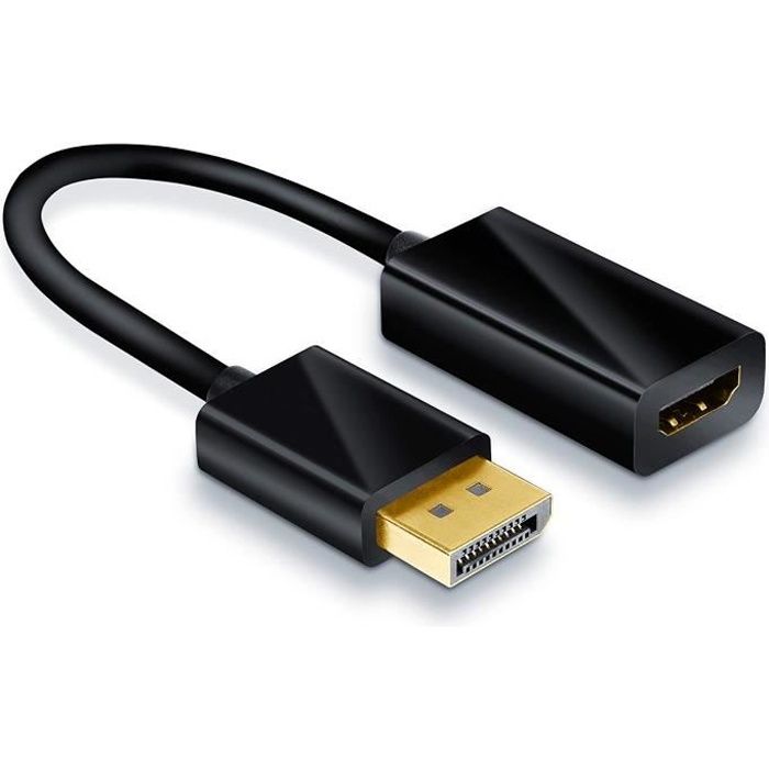 INECK® Adaptateur vidéo DisplayPort vers HDMI - Convertisseur DP vers HDMI  - Mâle-Femelle - 1920x1200-1080p - Noir - Cdiscount Informatique