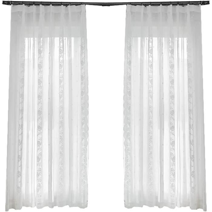 Transparent Dentelle Rideaux, Blanc Voilages Décorative Draperies avec