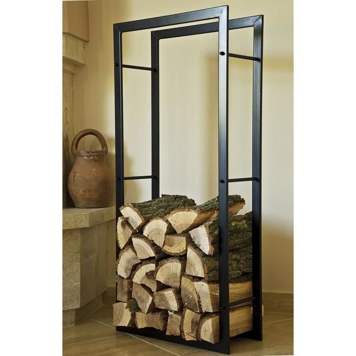 etagère rangement bois de chauffage dandibo - modèle xxl 100cm noir en métal