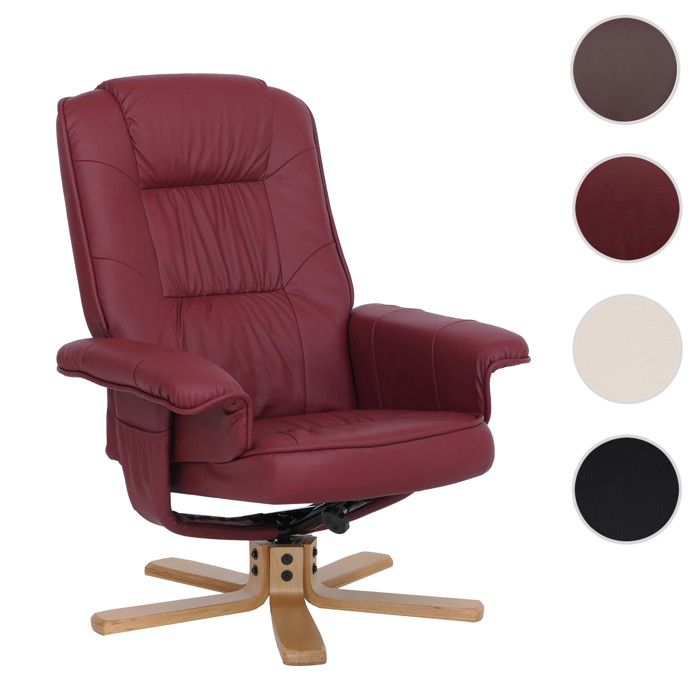 Fauteuil de télé M56 fauteuil de relaxation sans tabouret similicuir ~ bordeaux Fauteuil de télé M56 fauteuil de relaxation sans tabouret similicuir ~ bordeaux